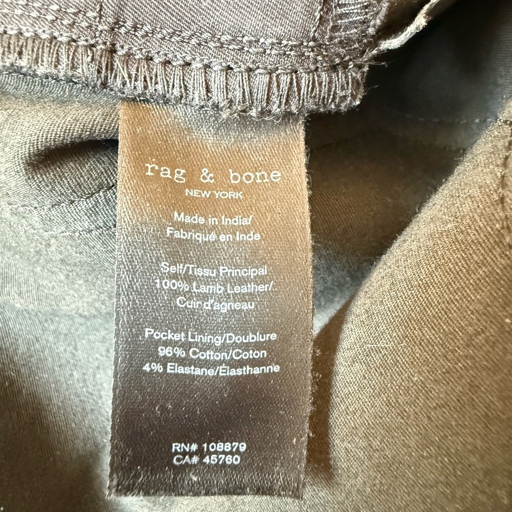 Rag & Bone 100% Lambskin Leather Pants | Size 23 | Black Straight Crop - Picture 4 of 8